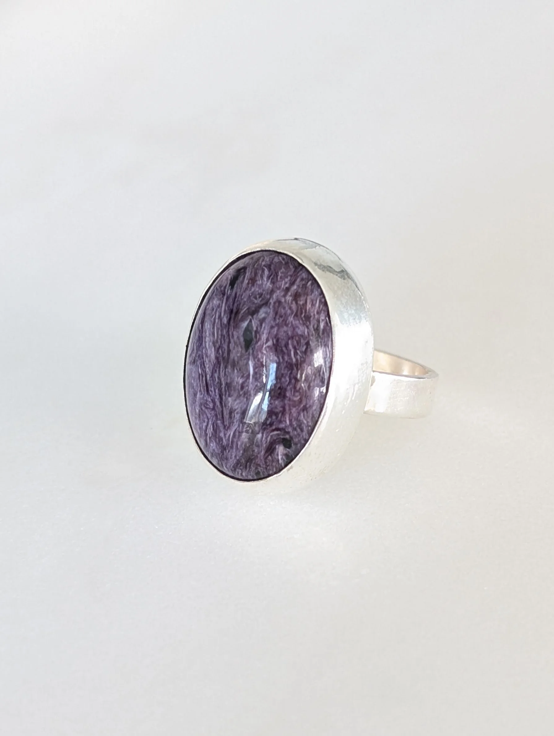 Sterling Silver Bezel Set Charoite Ring