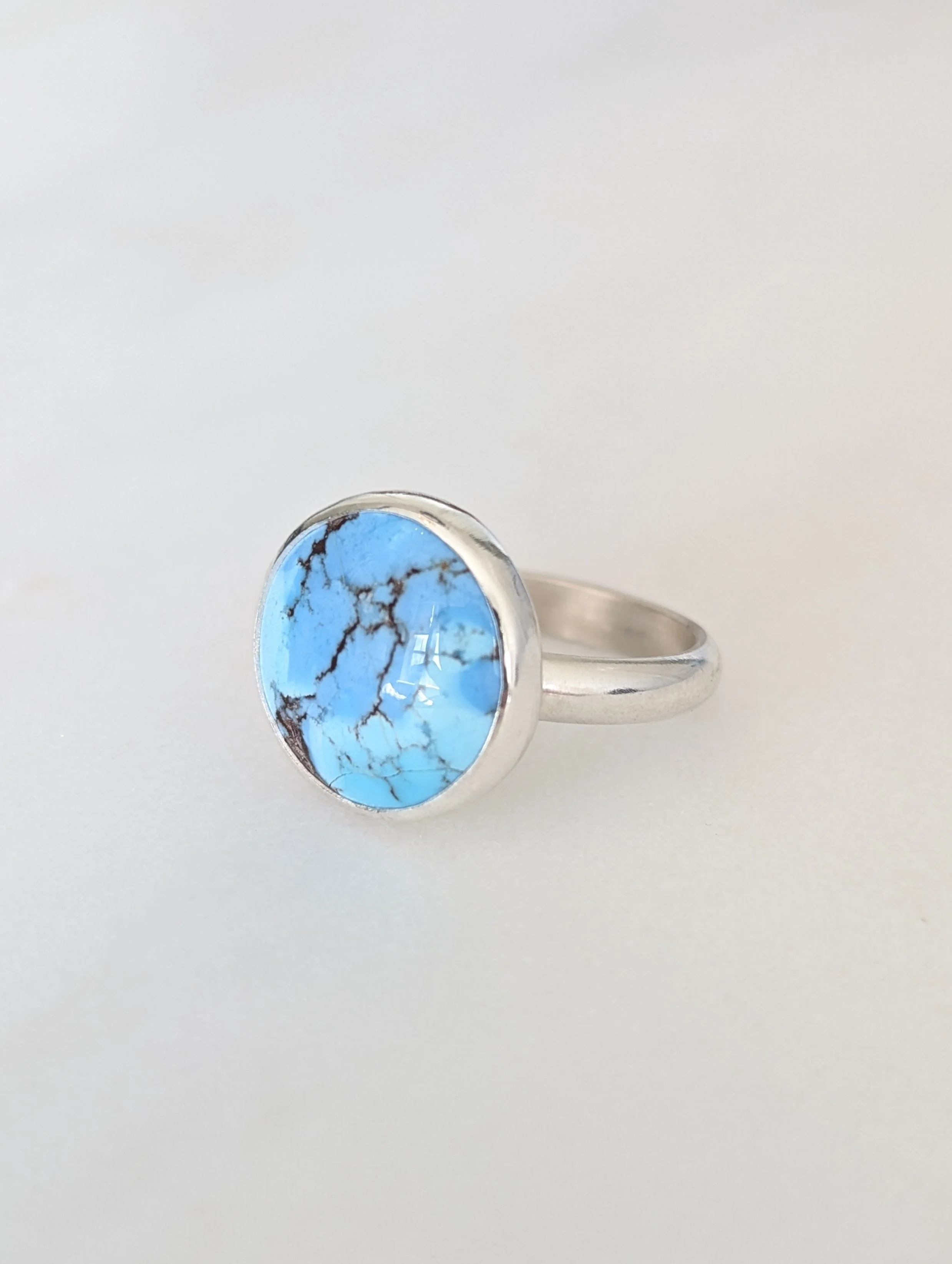 Sterling Silver Bezel Set Golden Hills Turquoise Ring