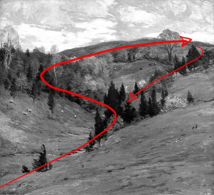 a curving landscape showing the baroque angle