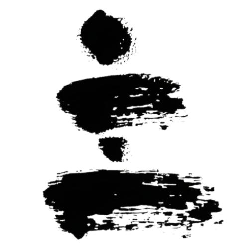 Digital glitch art with black and distorted horizontal lines on a white background, featuring colorful digital artifacts.