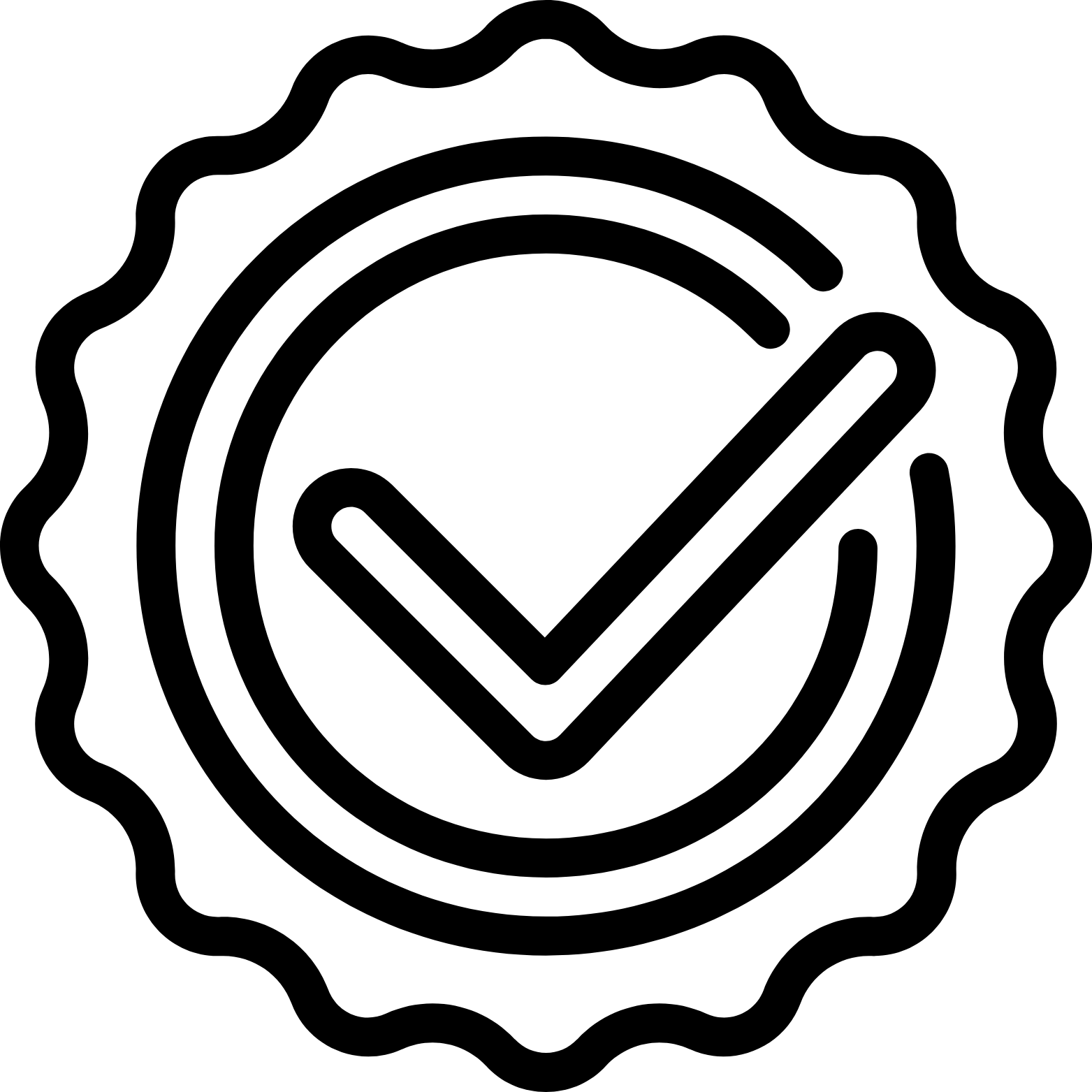 Badge with checkmark symbol representing quality workmanship