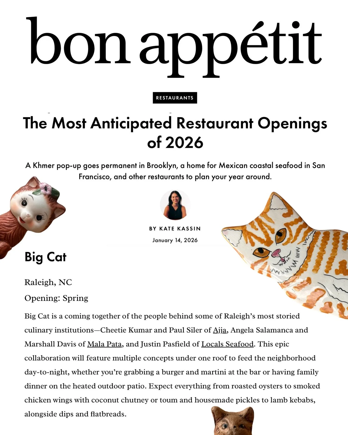 Big thanks to @kateakassin and @bonappetitmag for the coverage! We're honored to be a part of such an exciting list, and we can't wait to open our doors this Spring! ⚡️🐈⚡️