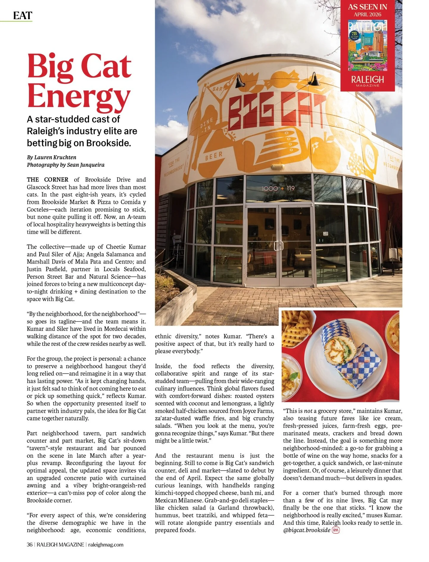 And just like that, WE&rsquo;RE OPEN! Thank you @raleighmagazine for spreading the word about Big Cat and our plans for growth over the next few months. It&rsquo;s been quite a ride, and we&rsquo;re so excited about what&rsquo;s to come! ✨🐈