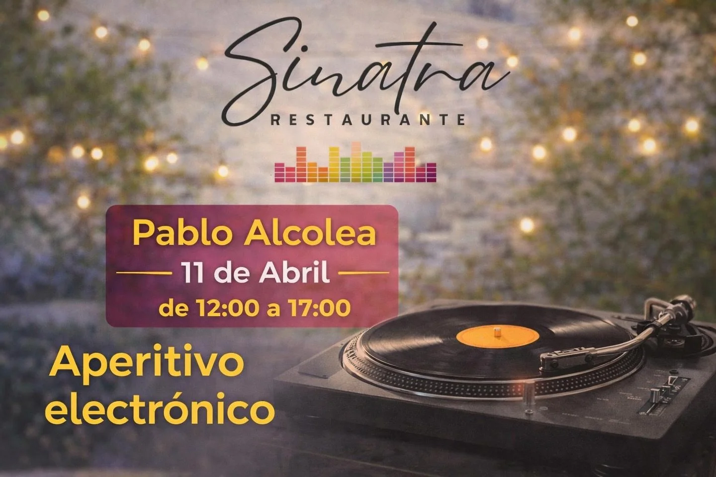 El plan perfecto existe&hellip; y es este 🍸🎶
Aperitivo electr&oacute;nico con Pablo Alcolea
🗓 11 de abril
⏰ 12:00 &ndash; 17:00
📍 Cam. de los Afligidos, 55. 
Ven a disfrutarlo con nosotros ✨

#aperitivo #musicaenvivo #musicaelectronica #planes #t
