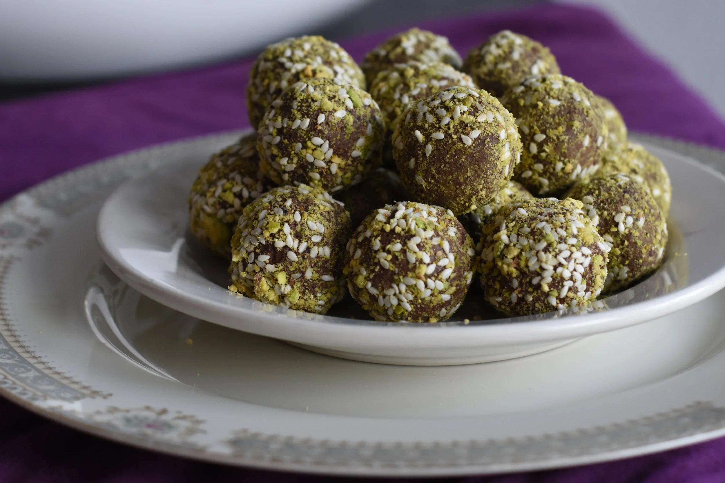 Chocolate, Pistachio, &amp; Tahini Truffes