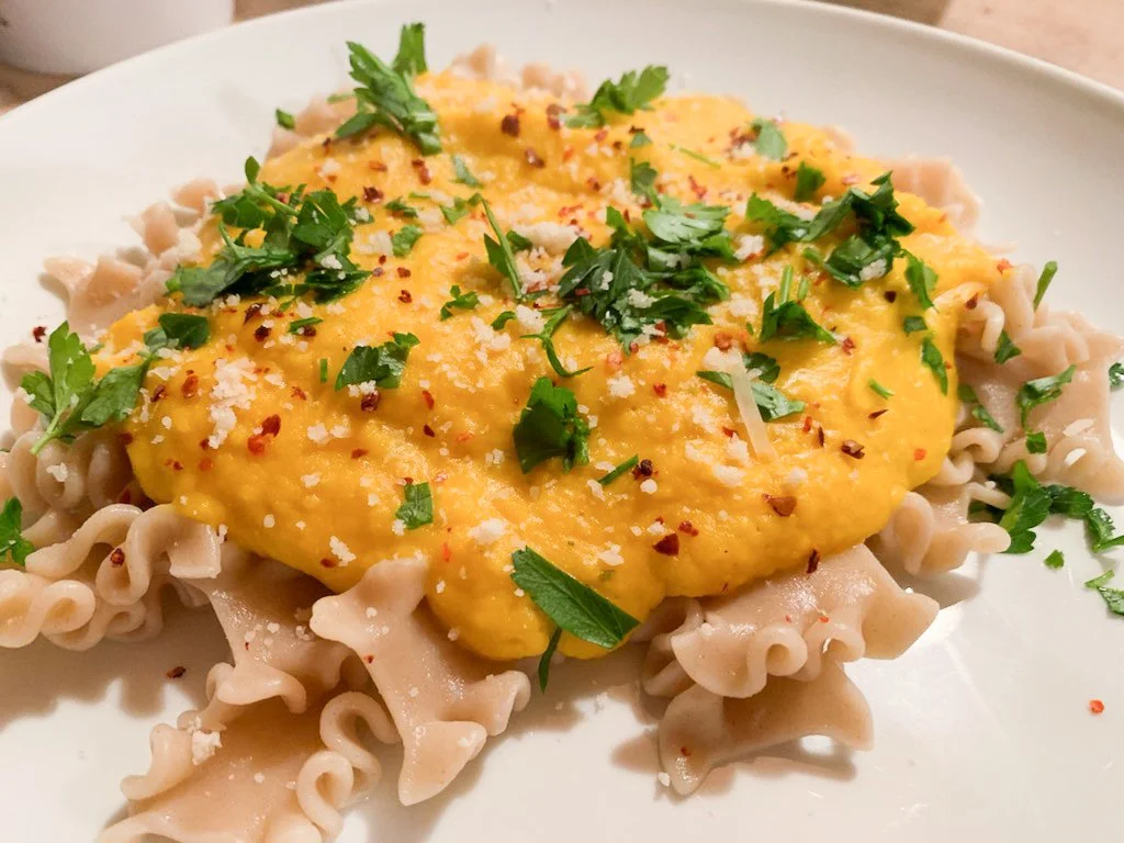 Squash Sauce with Buckwheat Noodles
