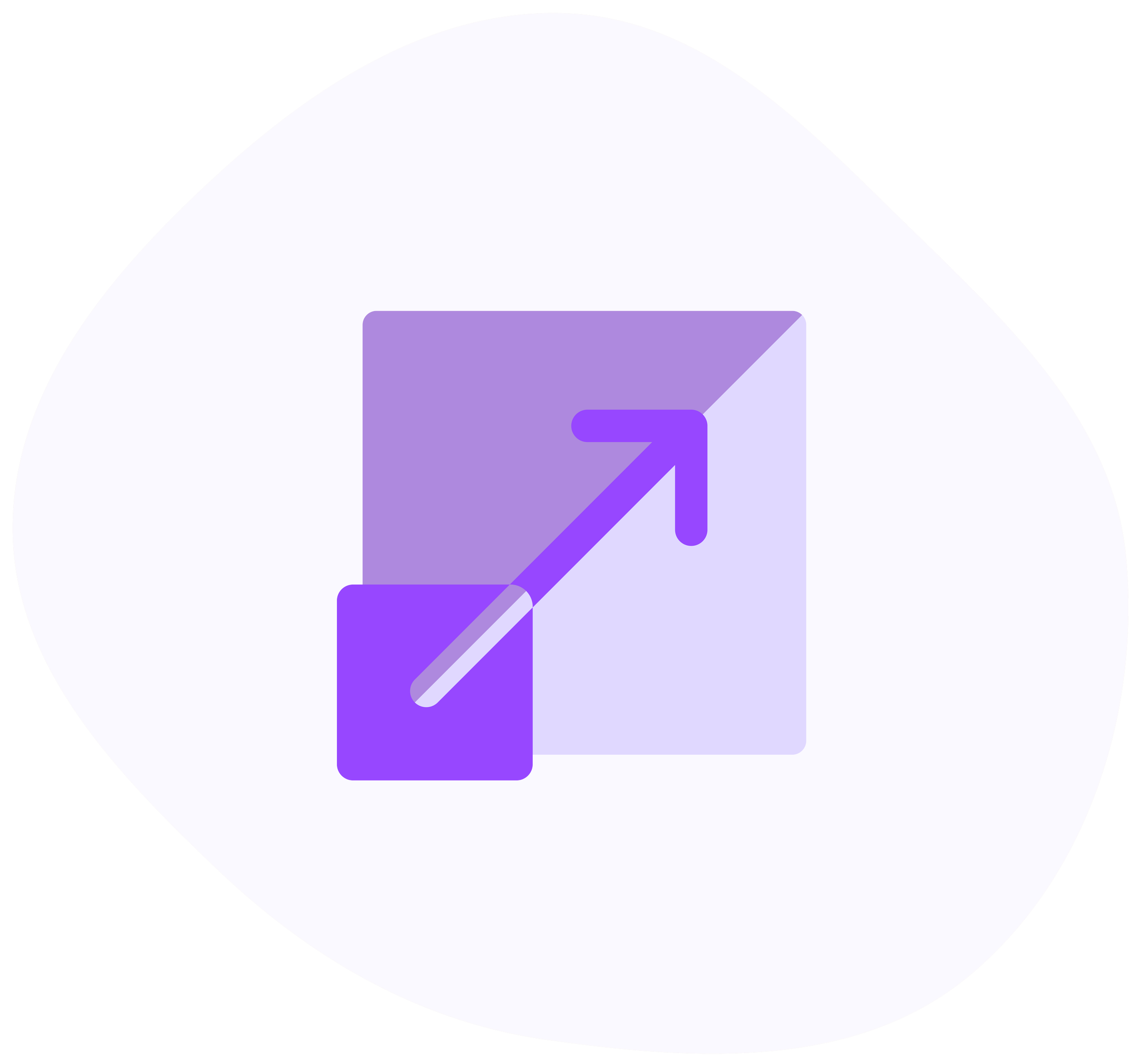 An abstract illustration of a purple cube with an arrow pointing diagonally upward and to the right, symbolizing growth or increase, on a light purple background.