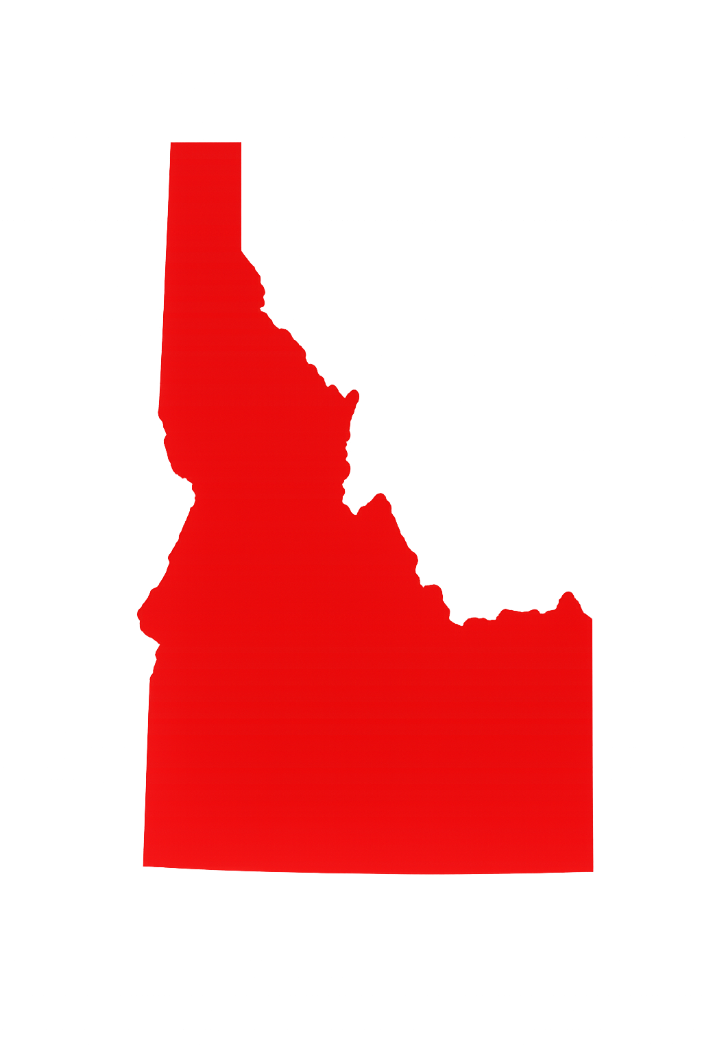 Red-colored map outline of Idaho.