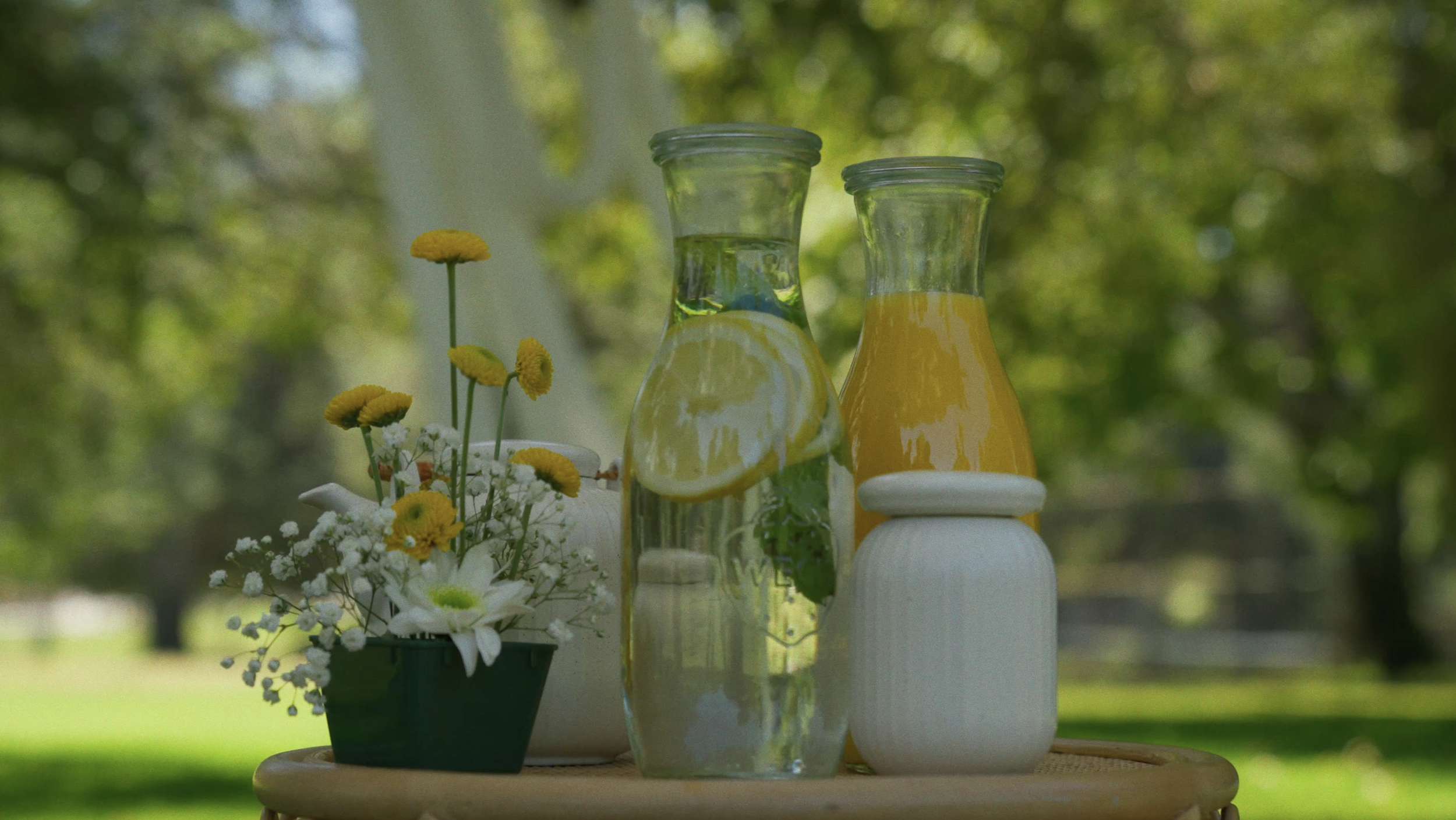 Fresh coffee  and orange juice details styled for a picnic date in Griffith Park — Mandra Soul