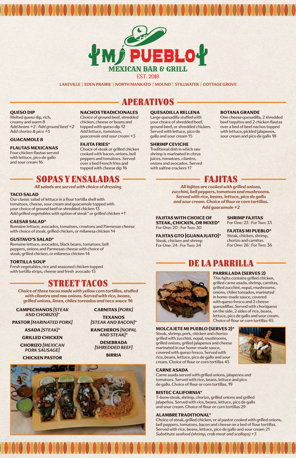 Us Menu Dinner Menu | Discover Delicious Mexican Dining - Order Today — mi ...