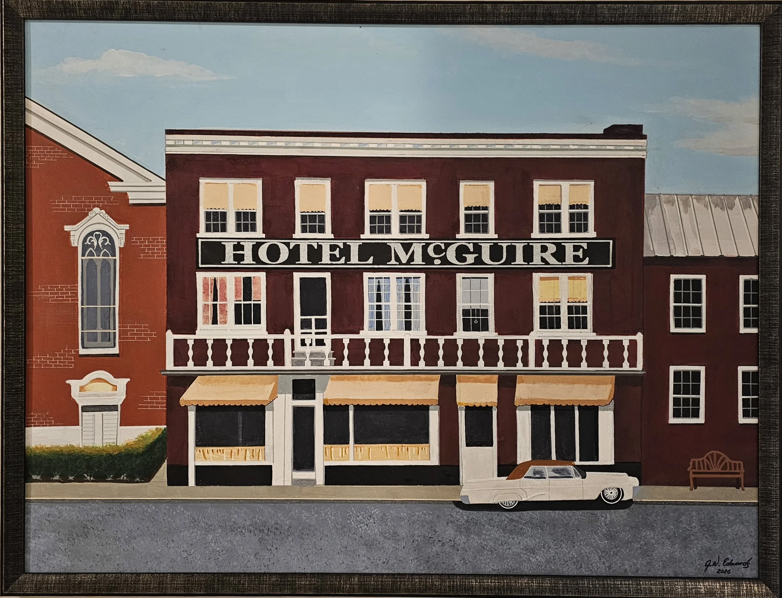 Hotel McGuire on Princess Anne Street, painted by John Wayne Edwards