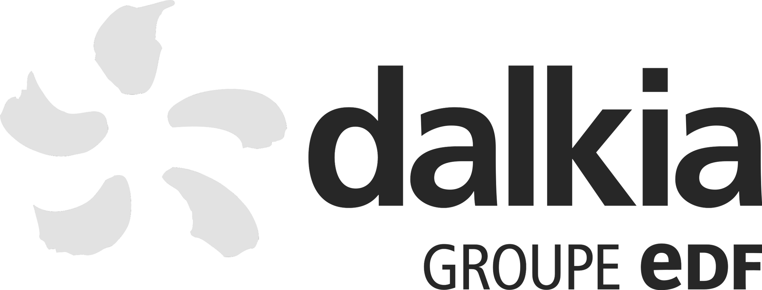 Logo du groupe EDF avec un graphisme stylisé représentant des pétales ou des ailes et le texte 'dalkia GROUPE EDF'.
