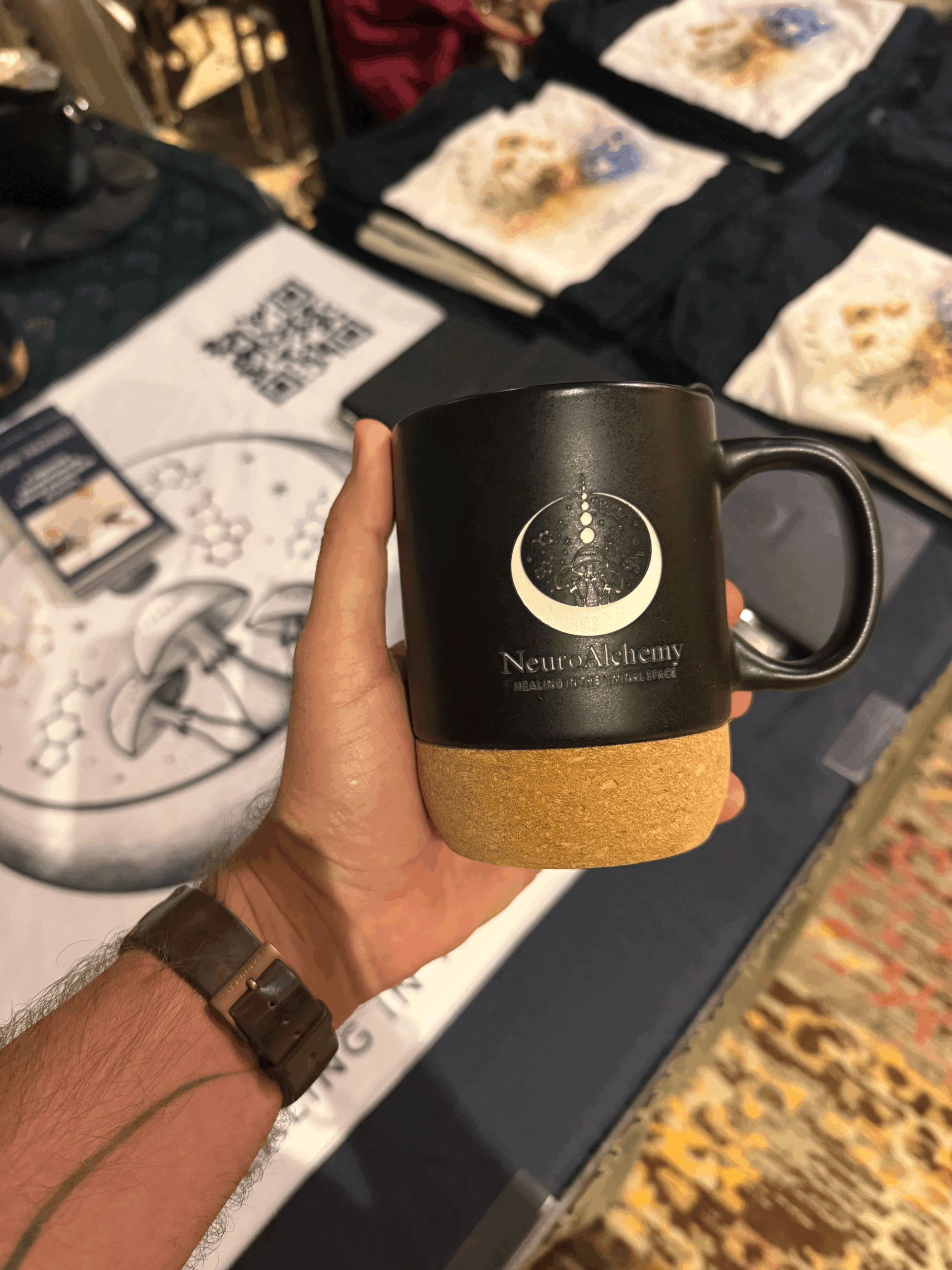 NeuroAlchemy Ceramic Mug with Cork Base