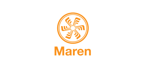 Logotipo de la marca Maren con símbolo circular y nombre debajo.