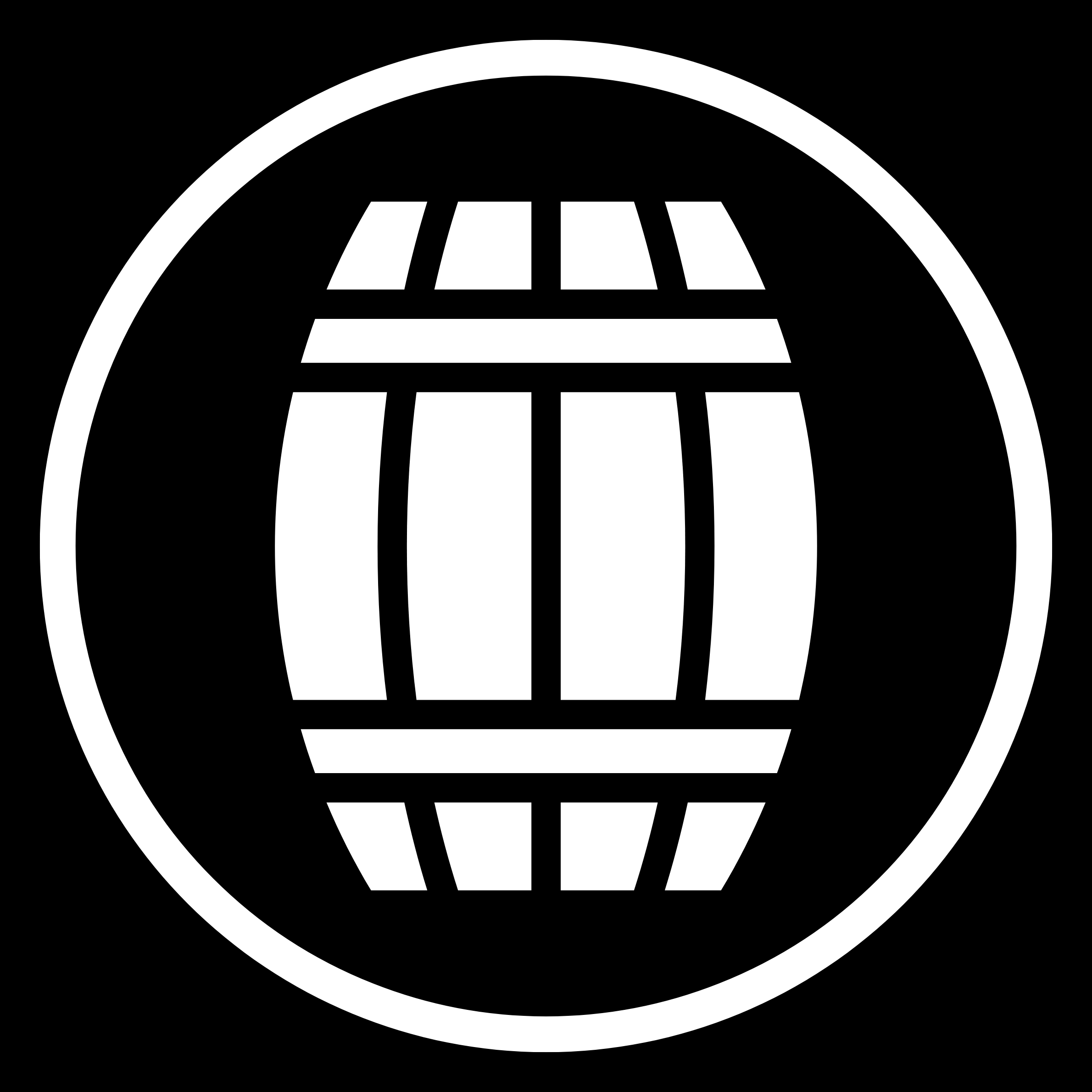 A black and white illustration of a railway track viewed through a circular tunnel or framework.