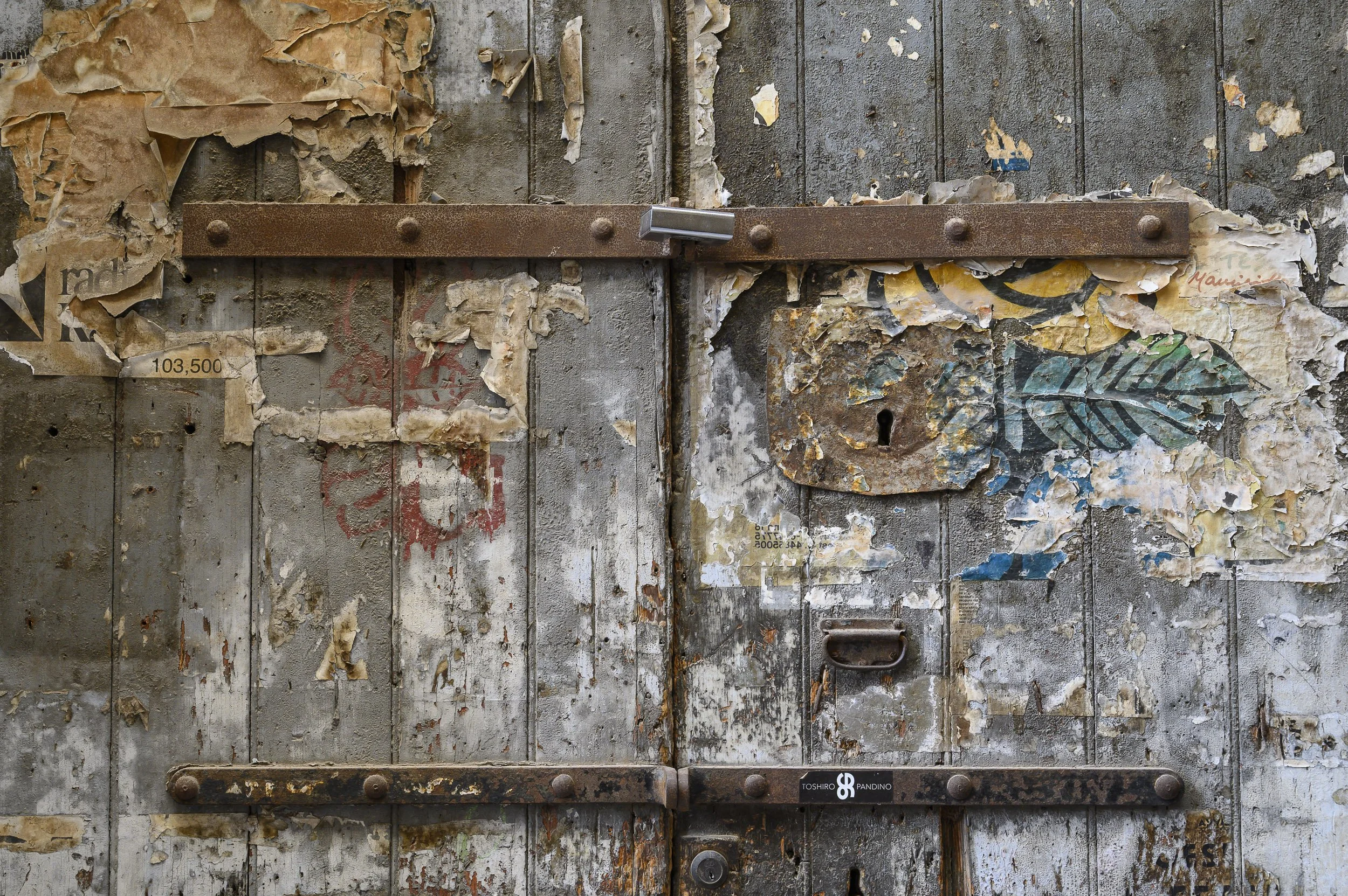 Texturas en una puerta vieja en el centro histórico de Palermo.