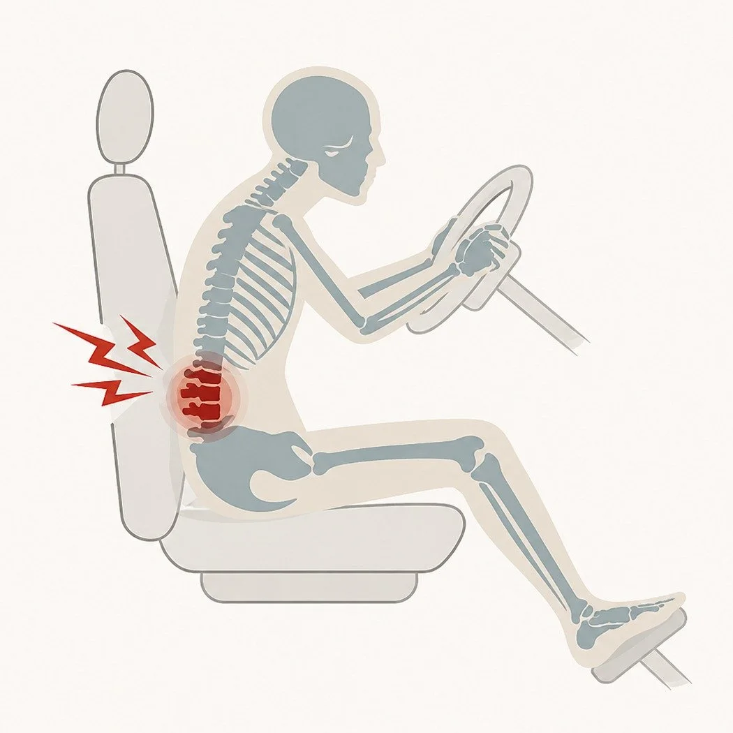 Summer travel is rough on your spine. 🚗✈️

Just hours of sustained sitting, a flattened lumbar (lower back) curve, and static loading on areas that are often already vulnerable.

A few things that can help:

Driving: lumbar support behind your lower