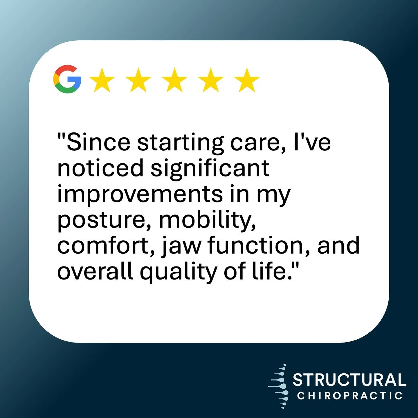 Testimonial Tuesday!

It's rarely just one thing. Posture, mobility, comfort, jaw function, quality of life. When the structure improves, so does everything connected to it.
