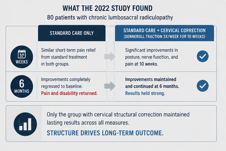 2022 RCT: standard care improvements regressed at six months while cervical correction group maintained results across all measures