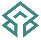 Logotipo de forma geométrica en color azul