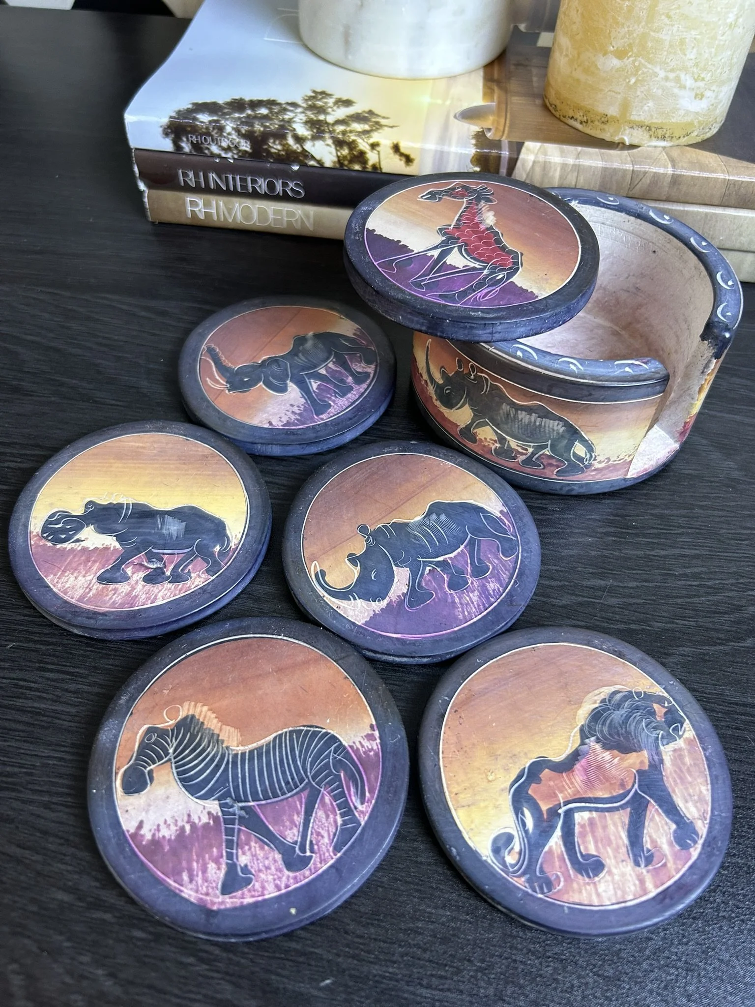 Zimbabwe Soapstone Safari Coaster Set