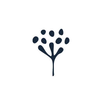 A simple, stylized icon of a flower bud with multiple round seeds.