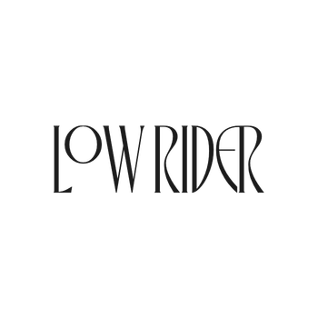 Logo of  'LOW RIDER' shop in stylized font