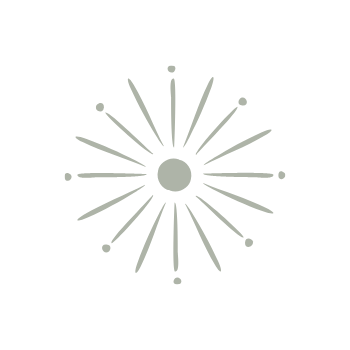 Design of a sun burst with a central circle and radiating lines.