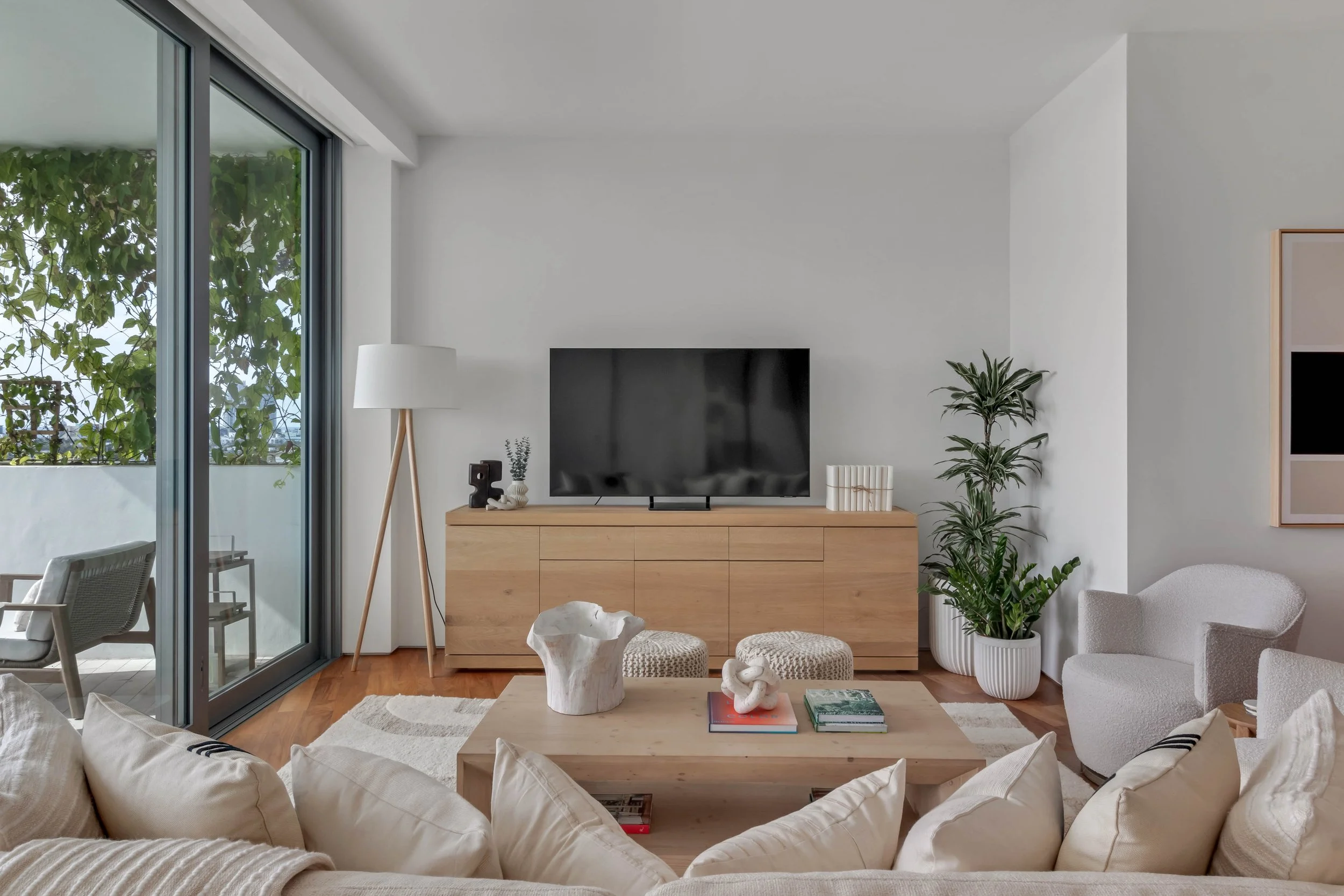 Contemporary Coastal living room - Monad Terrace - "New Miami" Coastal Design - CURATED. Studio