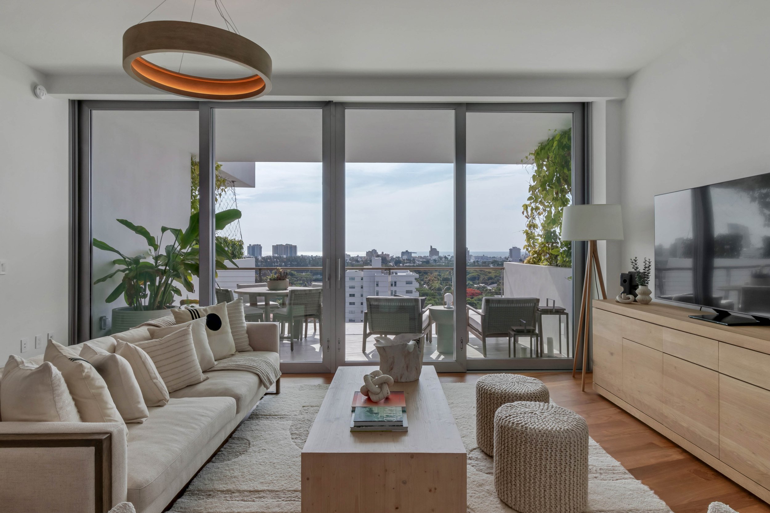 Contemporary Coastal living room - Monad Terrace - "New Miami" Coastal Design - CURATED. Studio