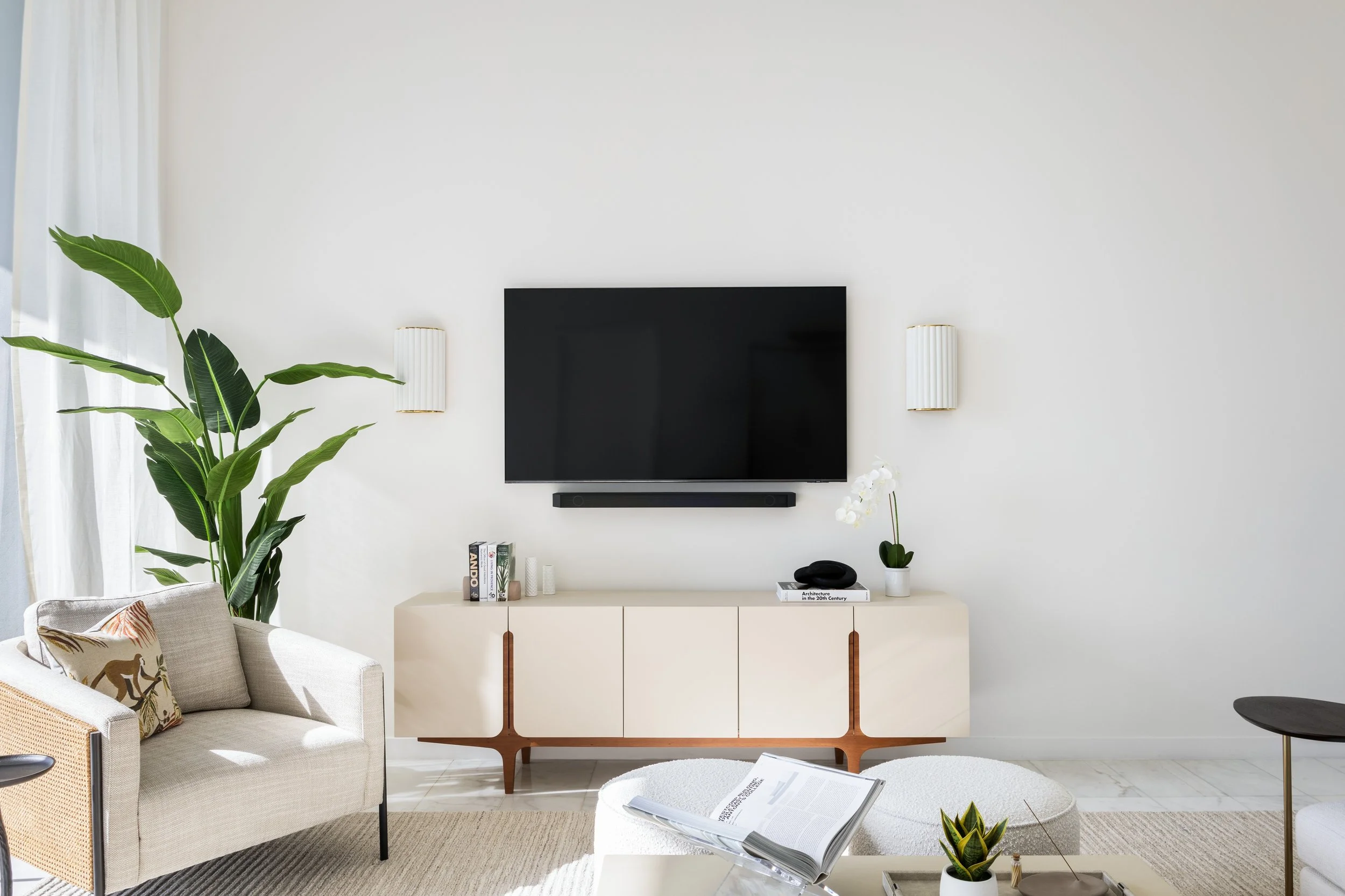 Living space with TV - Parisian Inspired Design - CURATED. Studio