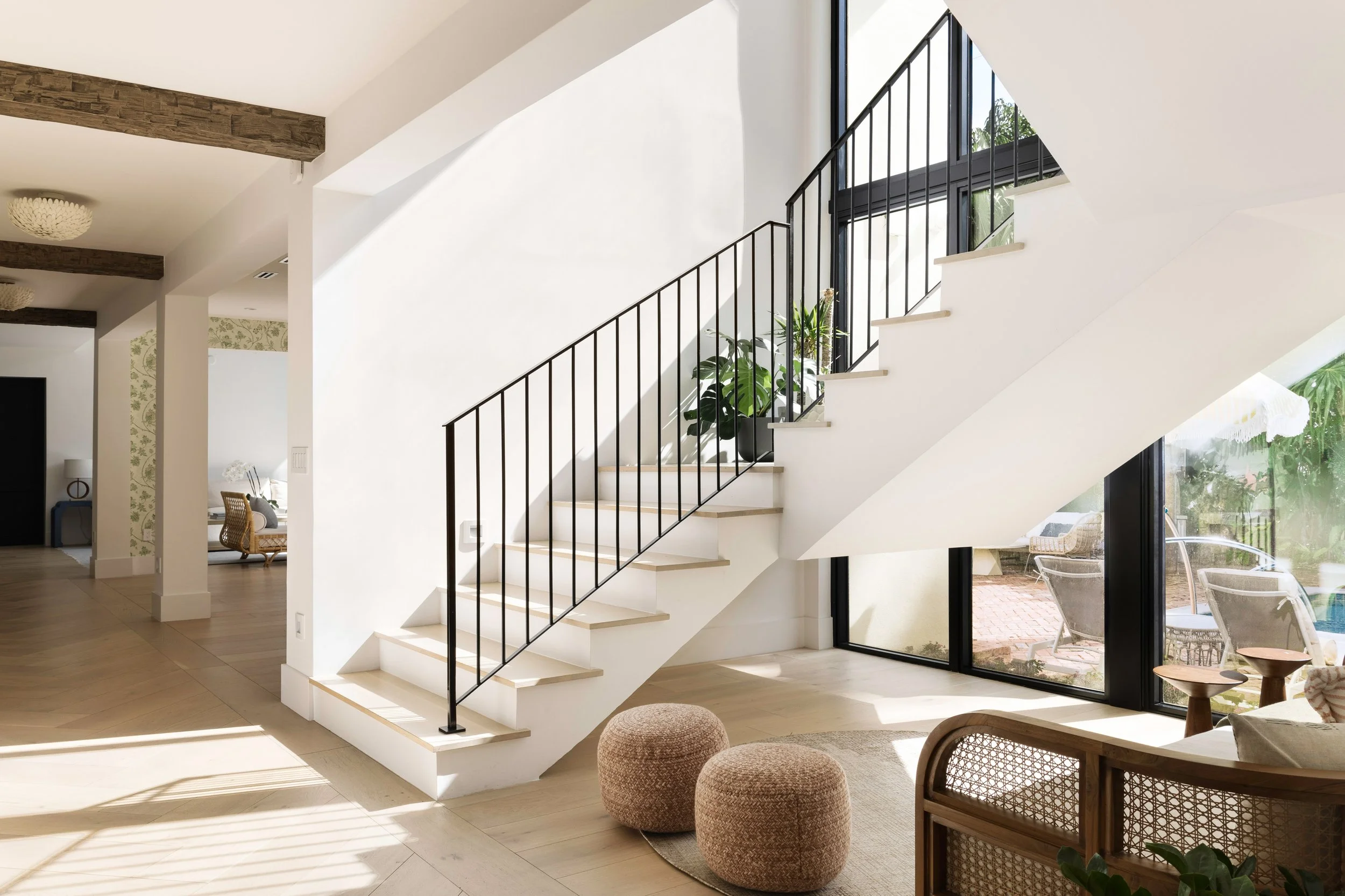 Stairway space with lounger underneath - Coastal Boho Estate - Coconut Grove - CURATED. Studio