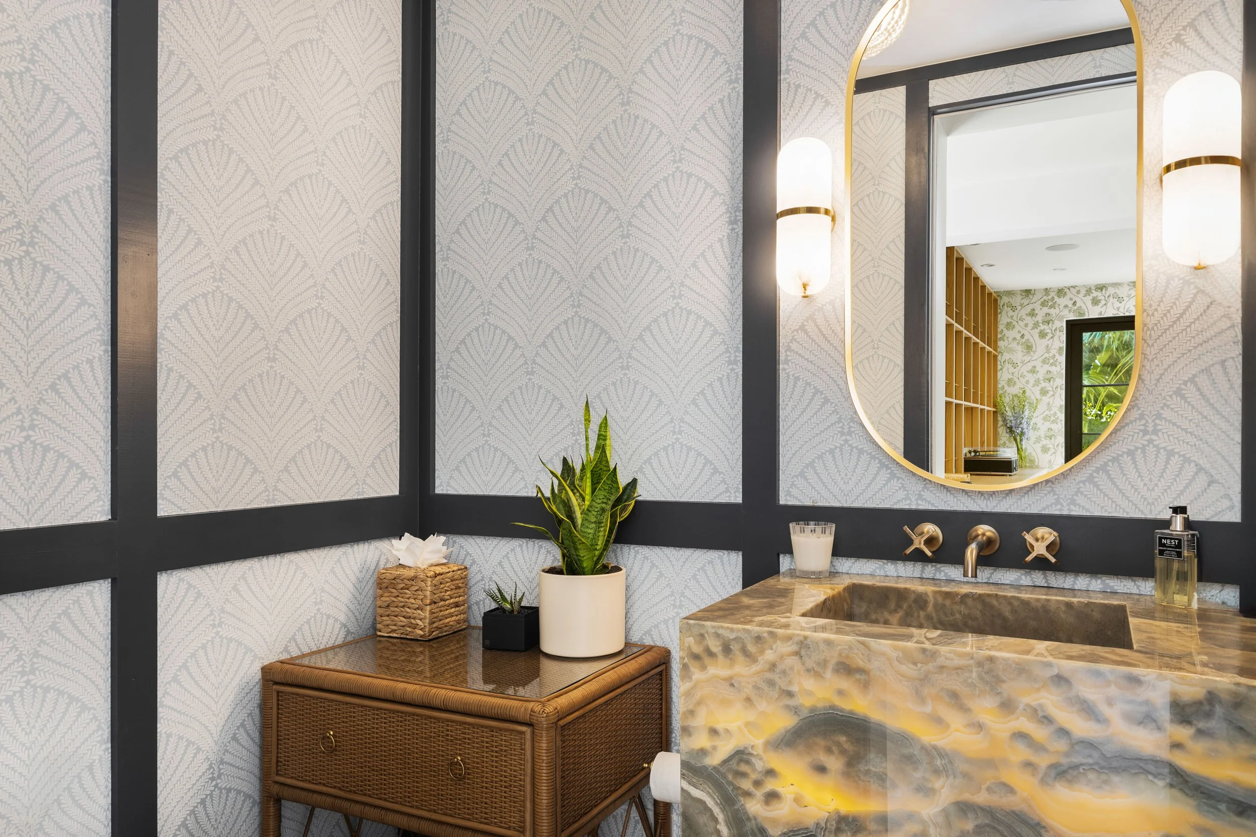 Custom designed powder room - Coastal Boho Estate - Coconut Grove - CURATED. Studio