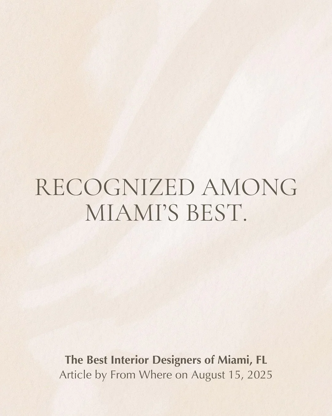 Design with Purpose.

We were honored to be included in From Where&rsquo;s feature, The Best Interior Designers of Miami, highlighting studios that elevate everyday spaces into meaningful experiences. 

 #CURATEDDesign  #MiamiInteriors  #LuxuryInteri