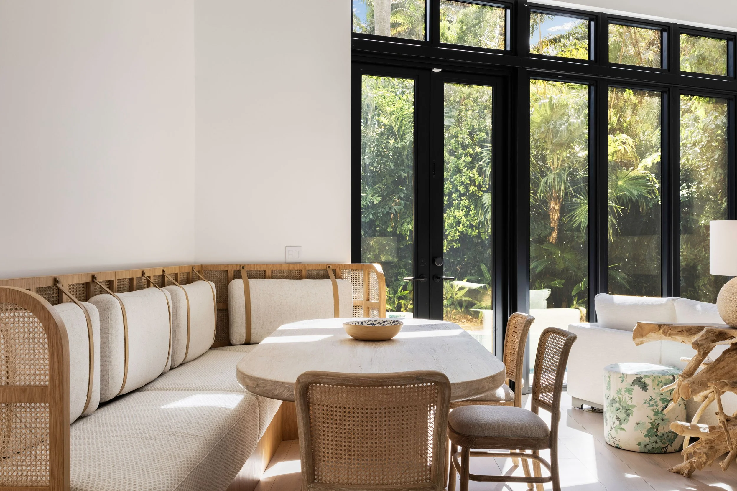 Dining table with custom built ins - Coastal Boho Estate - Coconut Grove - CURATED. Studio