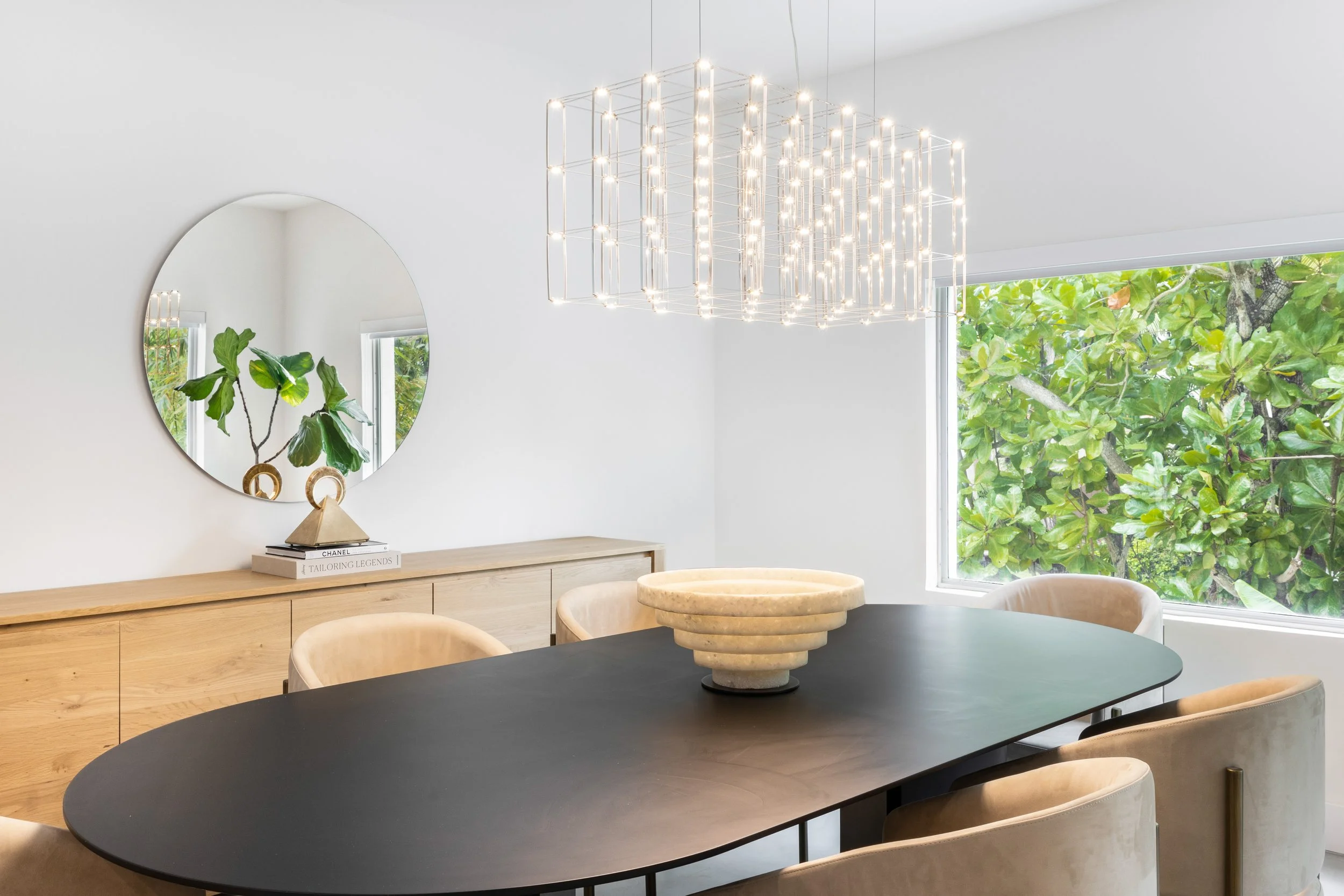 Dining room overlooking trees  - Modernized Brutalist Architecture - Coconut Grove - CURATED. Studio
