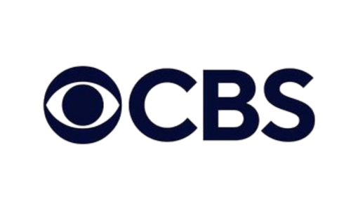 CBS logo with eye symbol and the word 'CBS' in dark blue