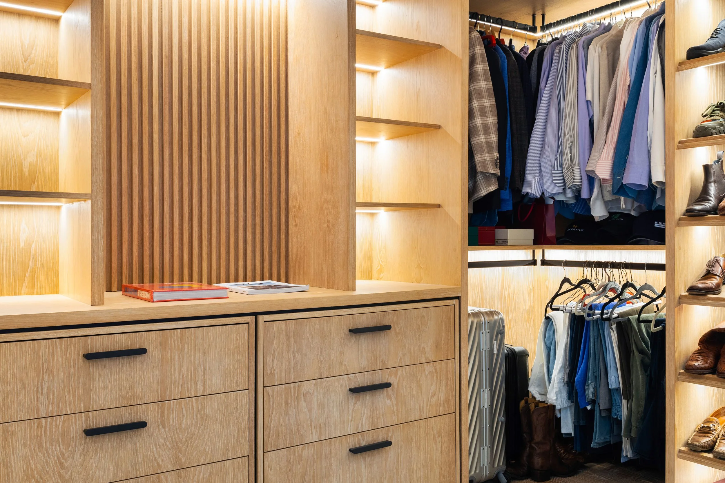 Primary closet - Modernized Brutalist Architecture - Coconut Grove - CURATED. Studio