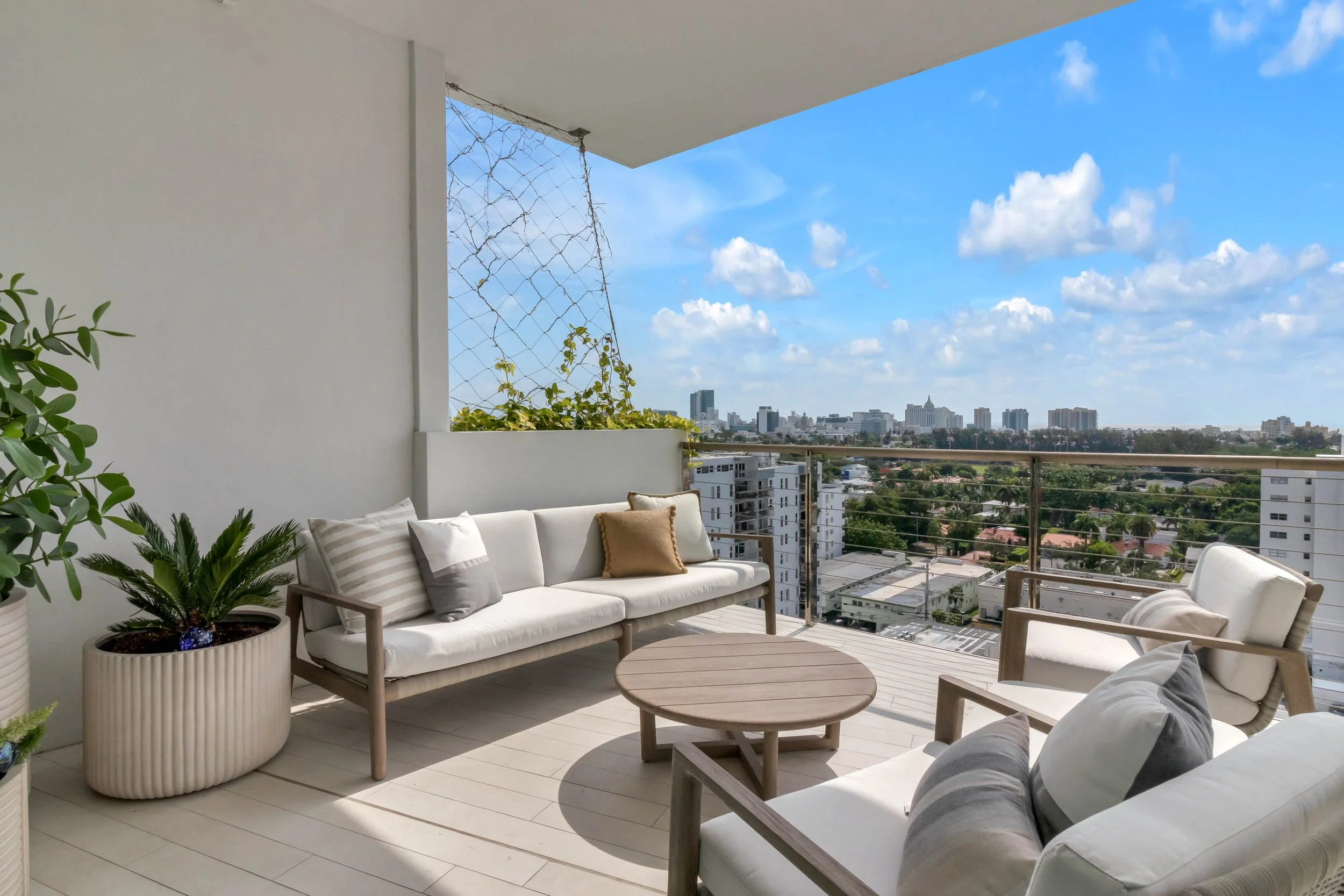 Contemporary Coastal balcony space - Monad Terrace - "New Miami" Coastal Design - CURATED. Studio