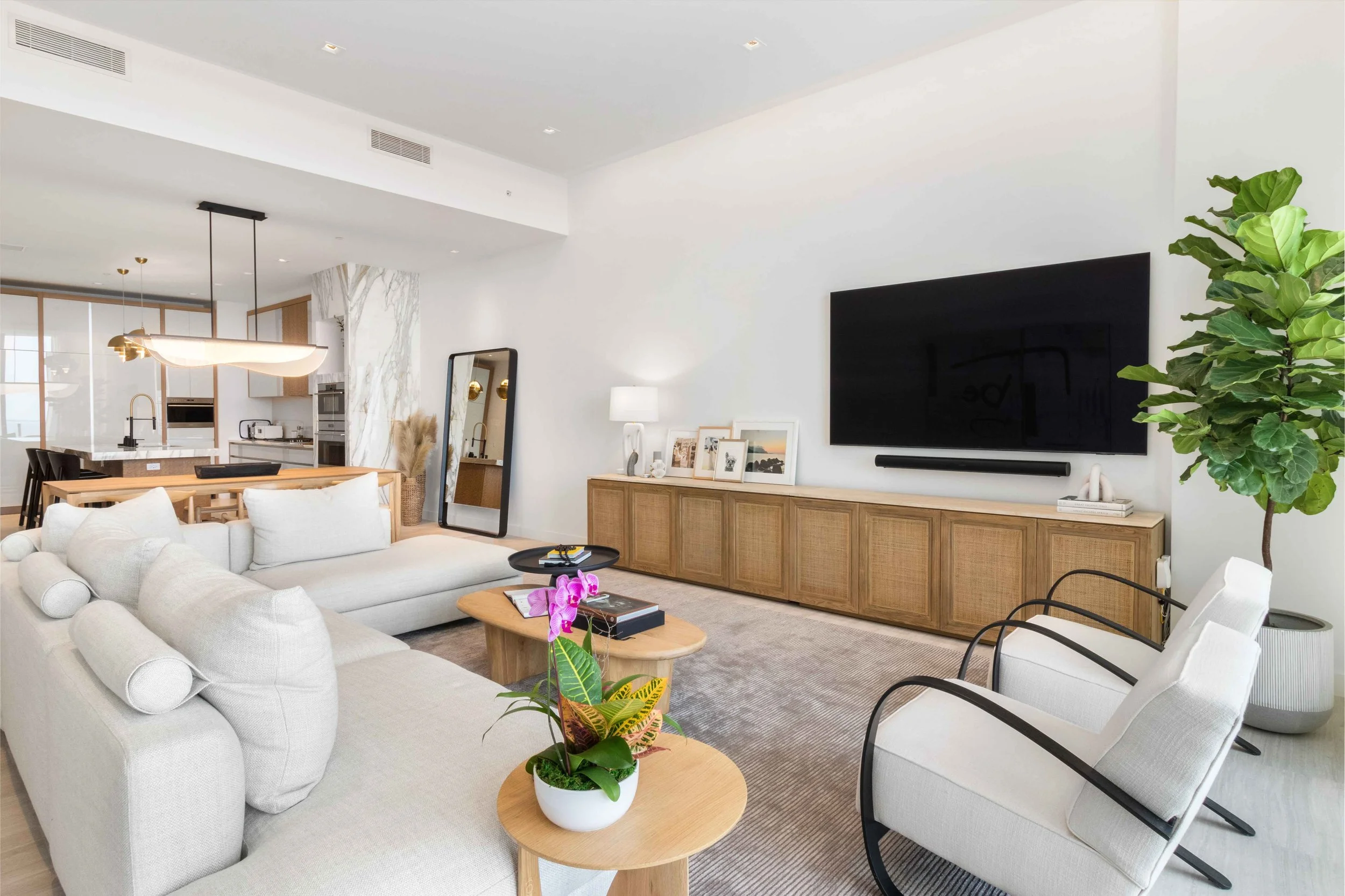 Modern open concept living space - Park Grove Condo - Coastal Contemporary Design - CURATED. Studio