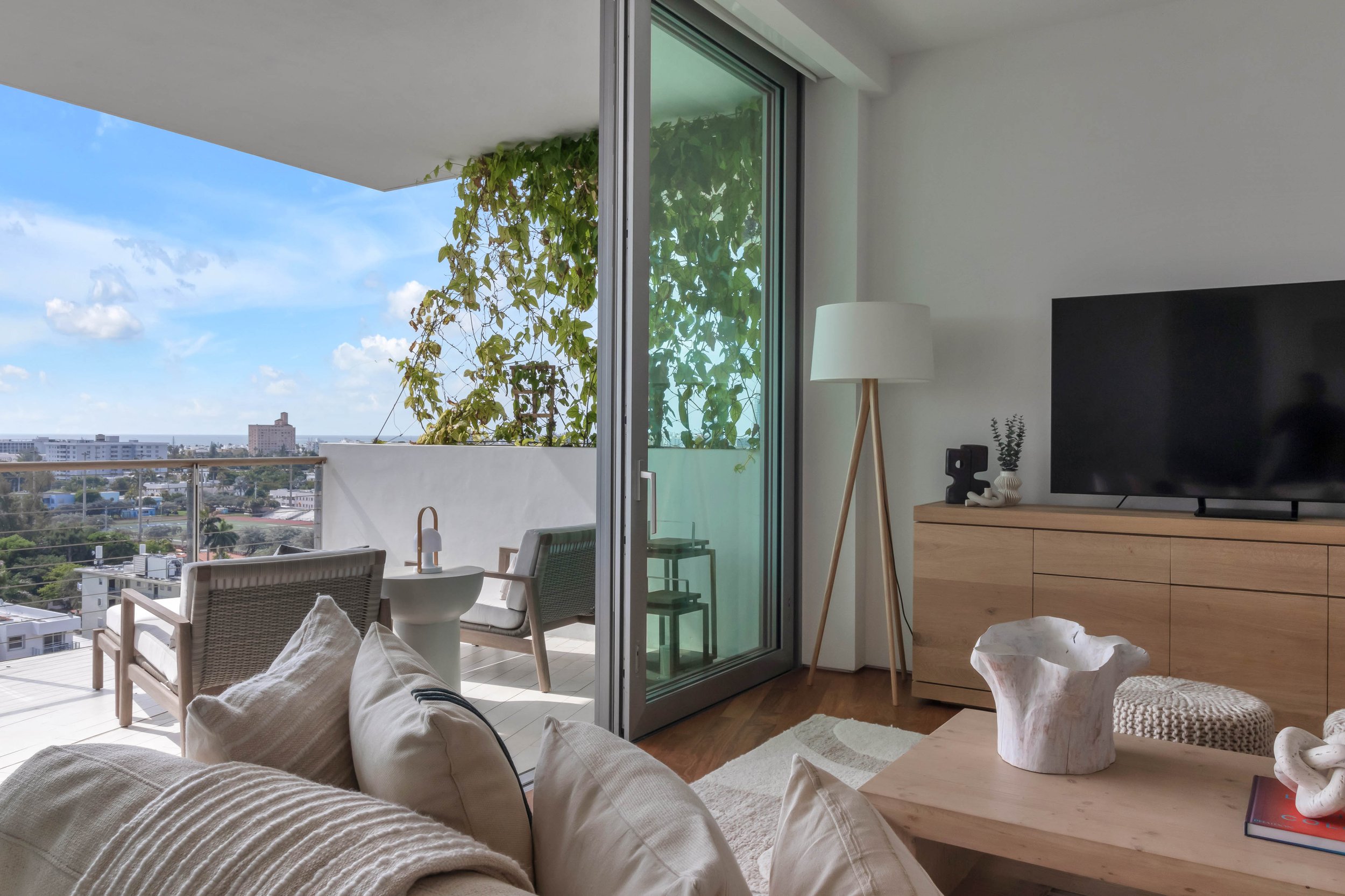 Contemporary Coastal living room - Monad Terrace - "New Miami" Coastal Design - CURATED. Studio