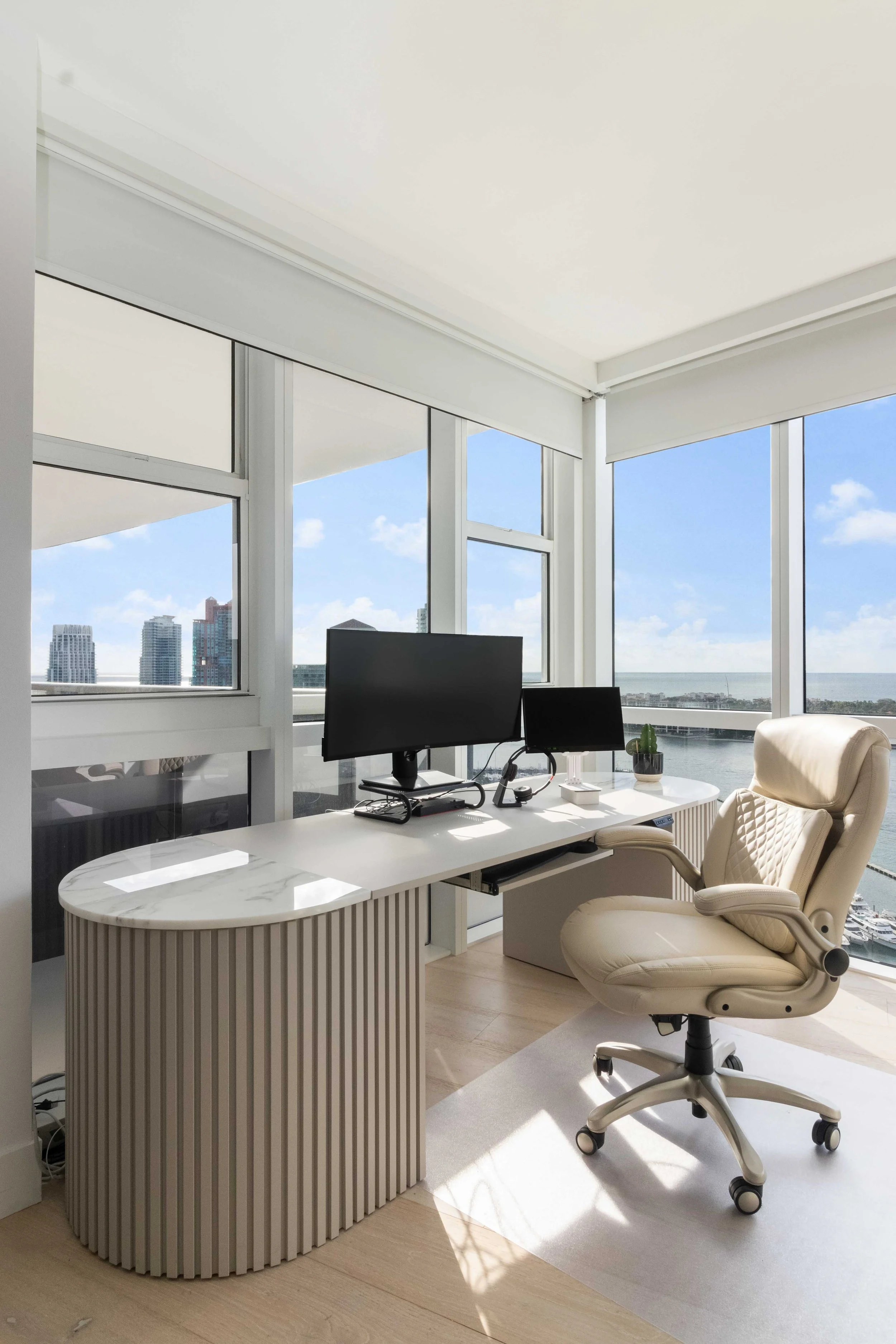 Home office with custom desk - Murano Grande - South of Fifth Design - CURATED. Studio