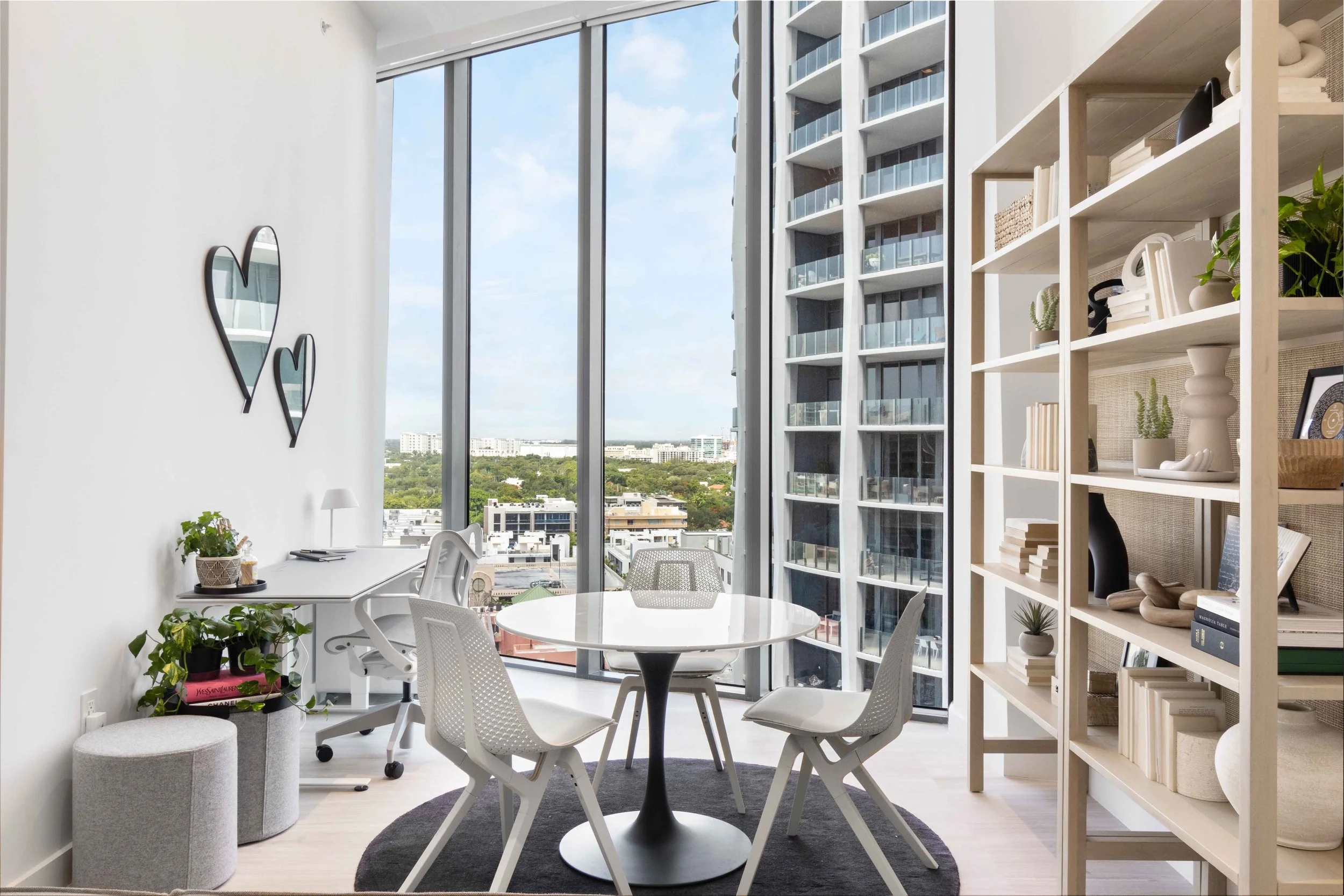 Home office overlooking Coconut Grove - Park Grove Condo - Coastal Contemporary Design - CURATED. Studio