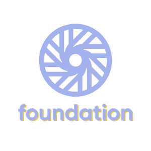 A circular graphic resembling a clock or wheel with multiple radial segments, and the word 'foundation' written below in lowercase letters.