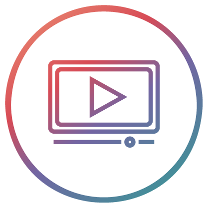 Abstract digital illustration featuring overlapping computer screens in red, purple, and teal colors.