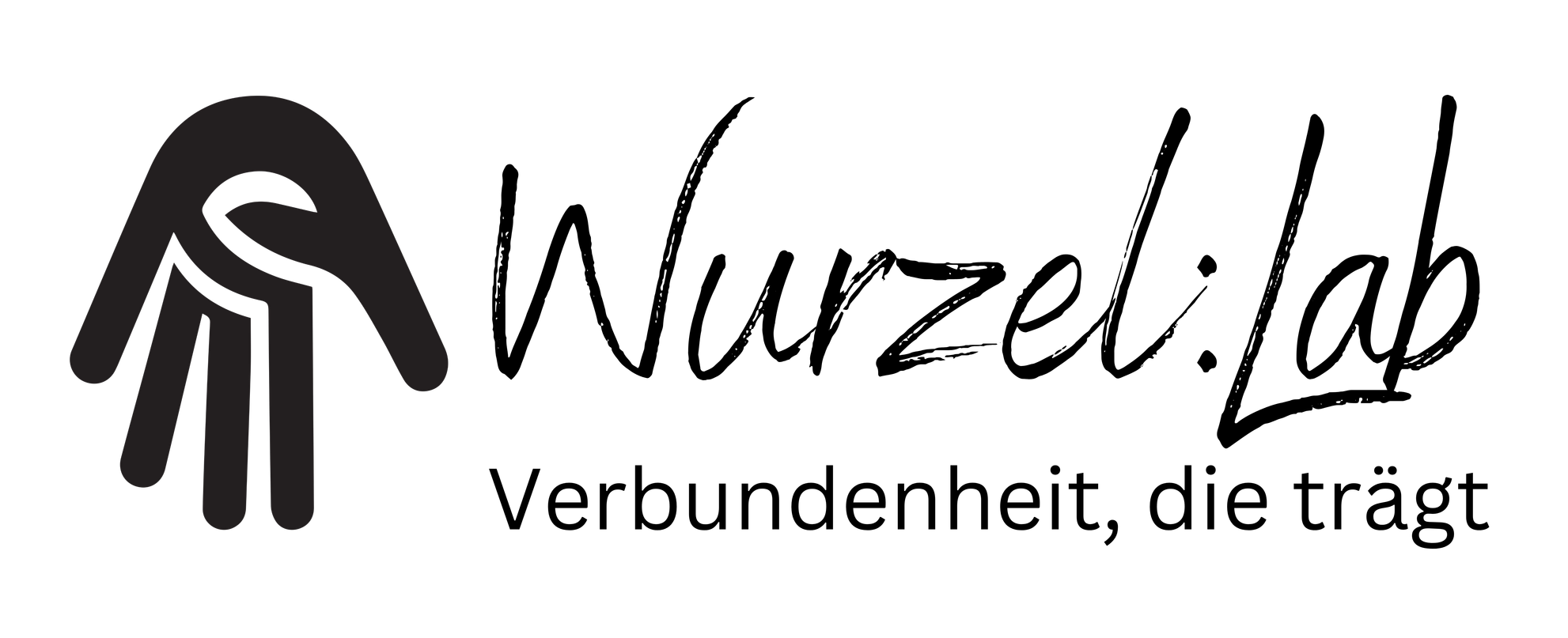 Ein schwarzes Logo mit einem stilisierten, zarten Regenschirm links, gefolgt von dem Schriftzug ‚Rain’ in schwarzen Buchstaben.