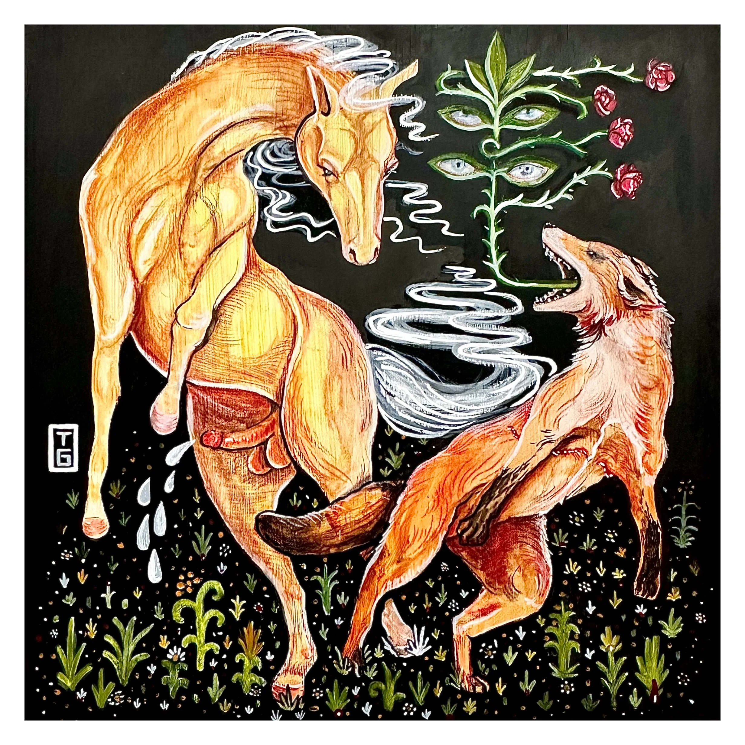 Super Bloom - Ink and colored pencil on wood panel - 14" x 14" - 2024