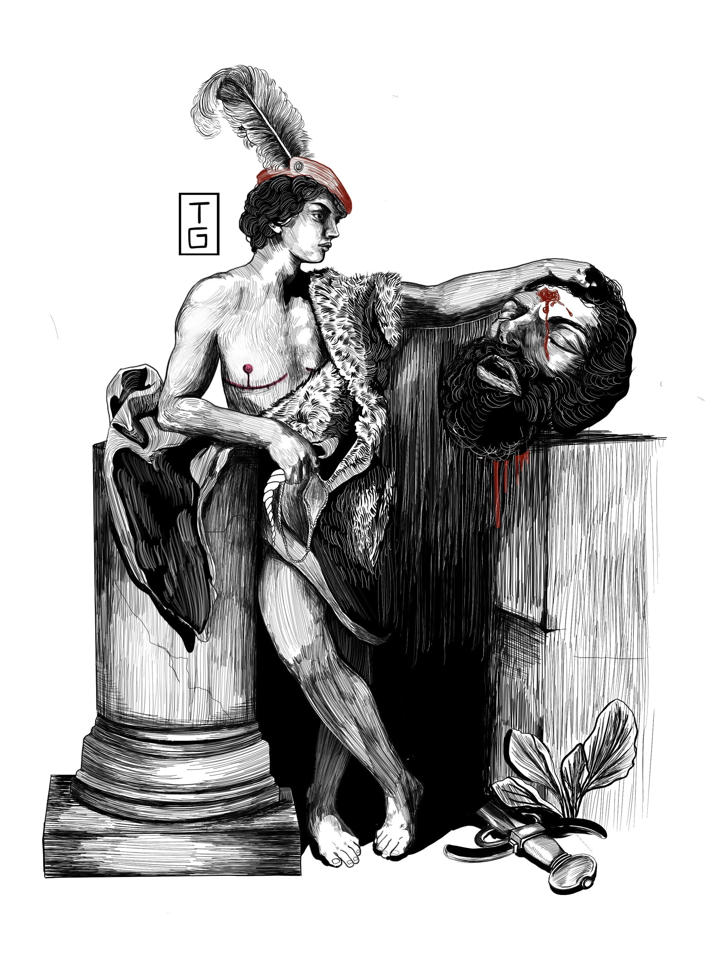 Transmasc David with the Head of Goliath