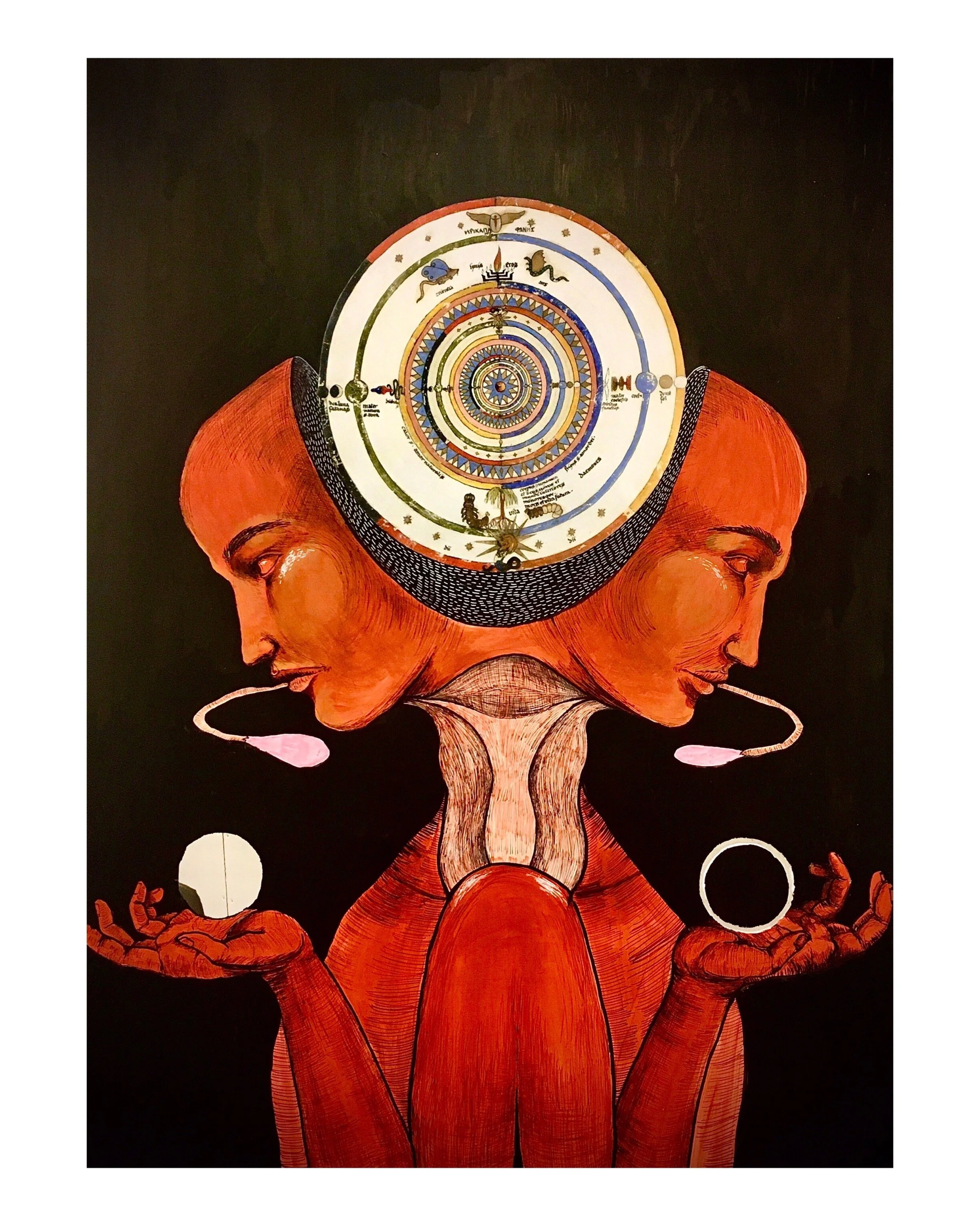 The Duality of Self- Acrylic on foam board, ink, holes in foam board, collage - 3ft x 4 ft - 2020