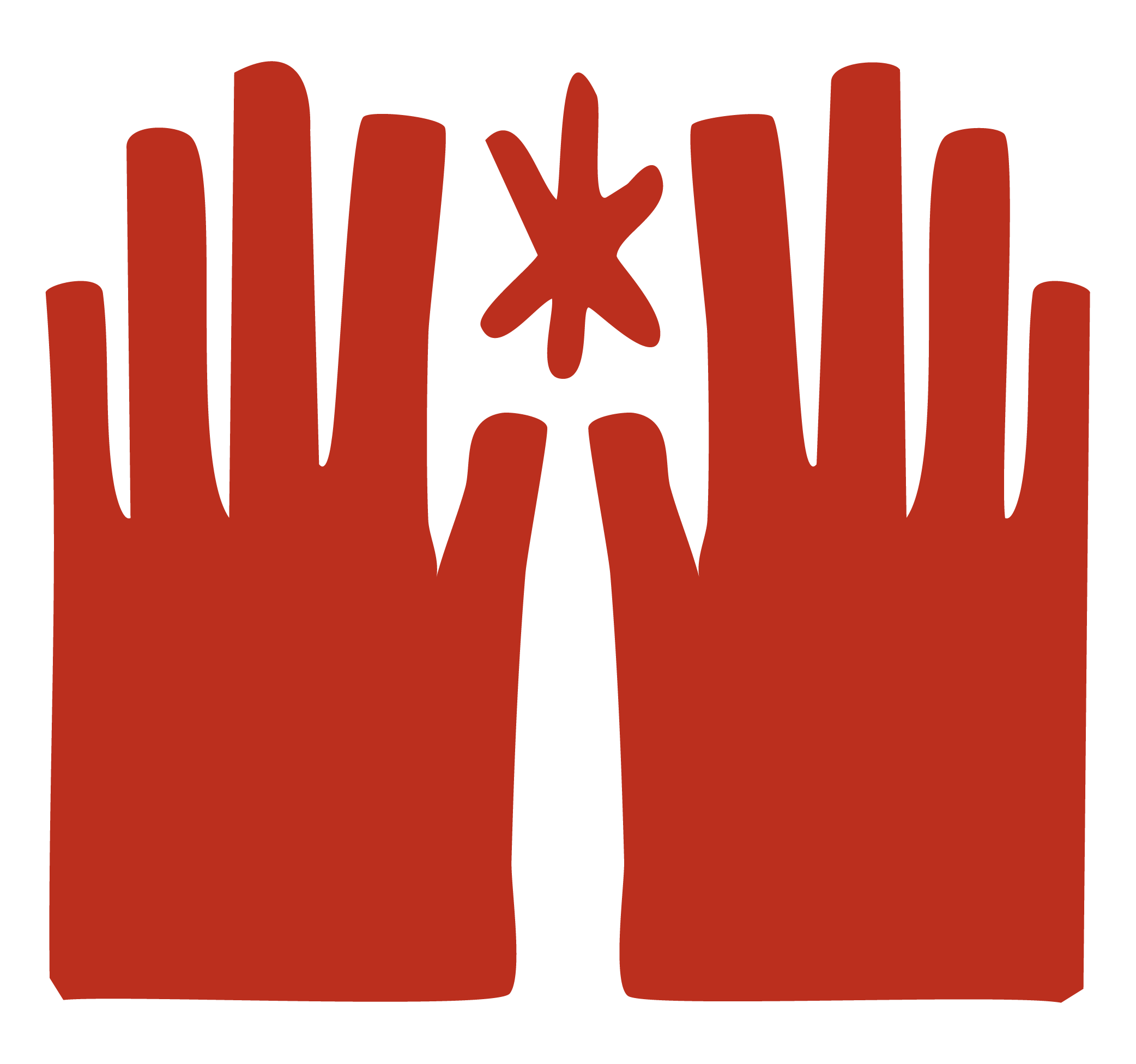 Microcosm Coffee Roasters logo featuring two hands or gloves reaching up toward a star in between, symbolizing the strivings of the things we do to connect us all through our work to better society